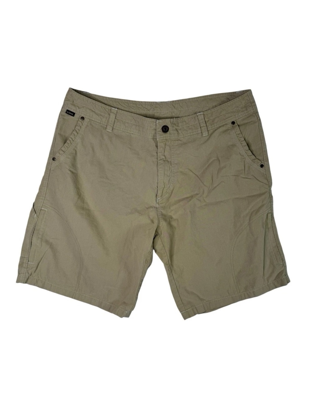 Kuhl Vintage Patina Dye Ramblr Cargo Utility Shorts Size 38 Tan Khaki